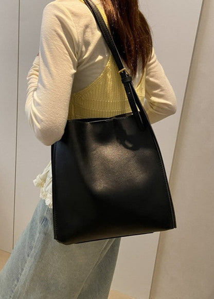Structured PU Leather Tote With Shoulder Strap