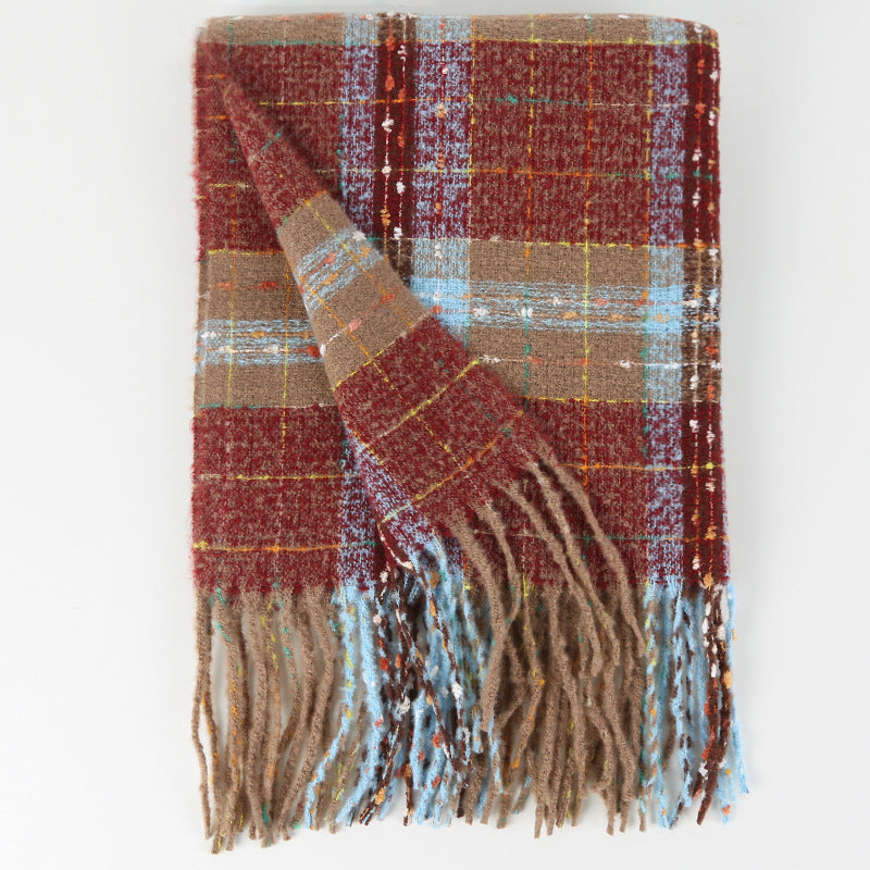 Classic Plaid Thicken Warm Christmas Theme Shawl