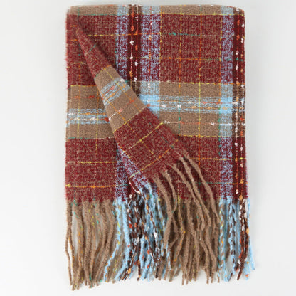 Classic Plaid Thicken Warm Christmas Theme Shawl