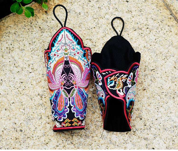 Glove Ethnic Style Bracer Women'S Embroidery Leak Finger Embroidery Wrist Cover Half Finger Bracelet