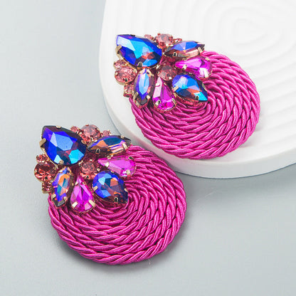 Geometric Rhinestone Glass Earrings Trendy Ins Style