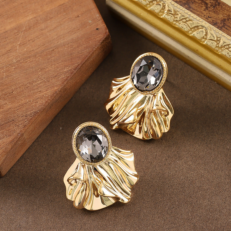 Stylish Geometric Zirconia Stud Earrings With Silver Pins