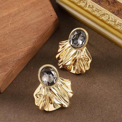 Stylish Geometric Zirconia Stud Earrings With Silver Pins