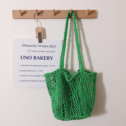 Simple Solid Color Casual Woven Shoulder Bag
