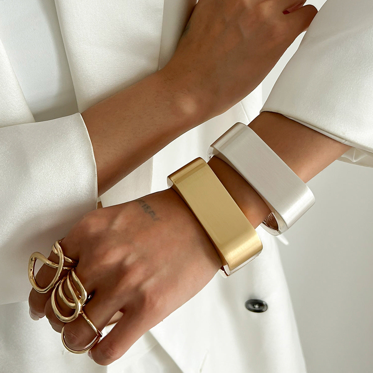 Trendy Geometric Metal Cuff Bracelet for Women