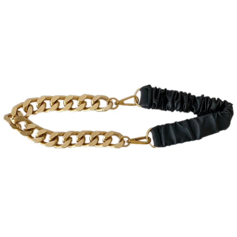 Vintage Stretchy Leather Chain Splicing Belt
