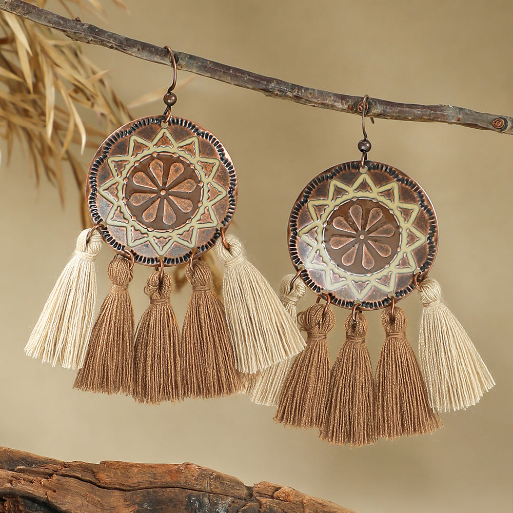 Bohemian Handmade Woven Tassel Earrings Trendy Versatile Jewelry