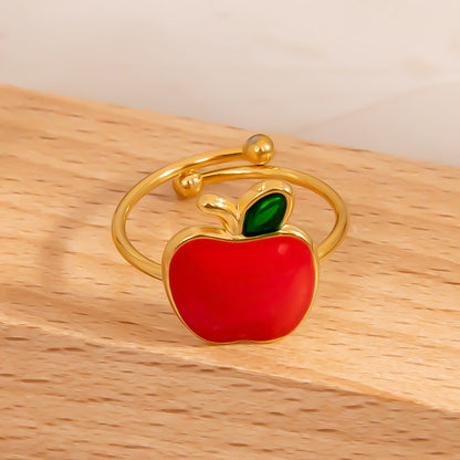 Fruit Pattern Stainless Steel Rings Cute Student Accessories