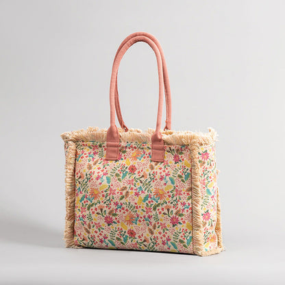 Large Capacity Canvas Tote Bag, Niche Print, Bohemian Fashion Retro Texture Canvas Shoulder Bag