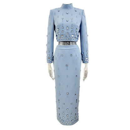New Stylish Embellished Beaded Jacket And Long Skirt Set