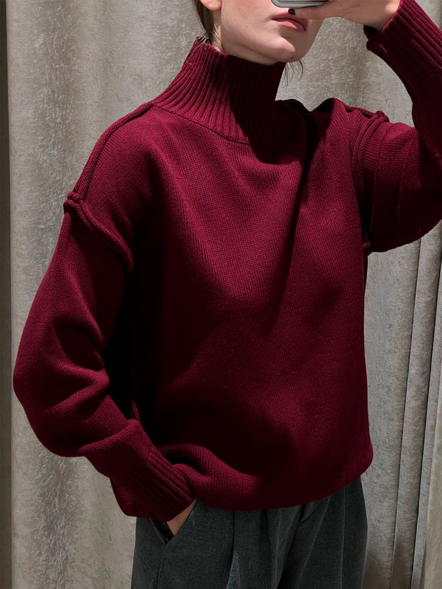 Casual Turtleneck Sweater for Women Cozy Knit Pullover