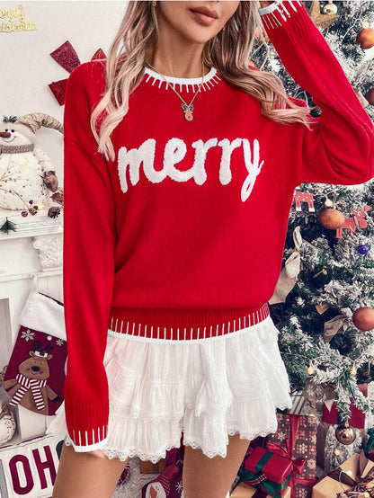Casual Round Neck Knit Christmas Pullover Sweater