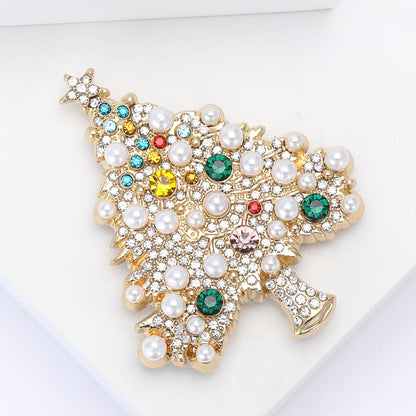 Sparking Rhinestone Christmas Tree Brooch Pin