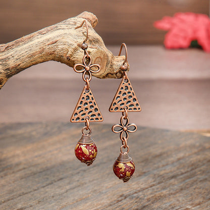 Elegant Vintage Leaf Dangle Earrings Zinc Alloy Art Design
