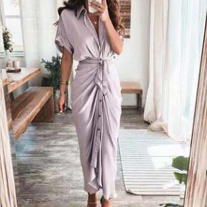 Trendy V-Neck Printed Maxi Dress Elegant Commuter Style