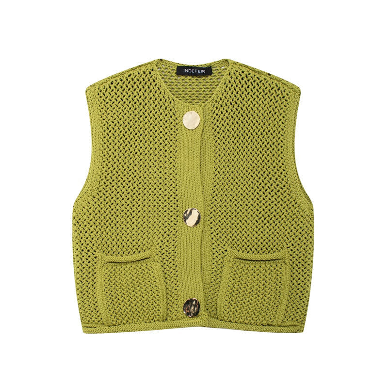 Trendy Round Neck Sleeveless Knit Top