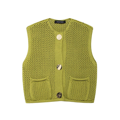 Trendy Round Neck Sleeveless Knit Top