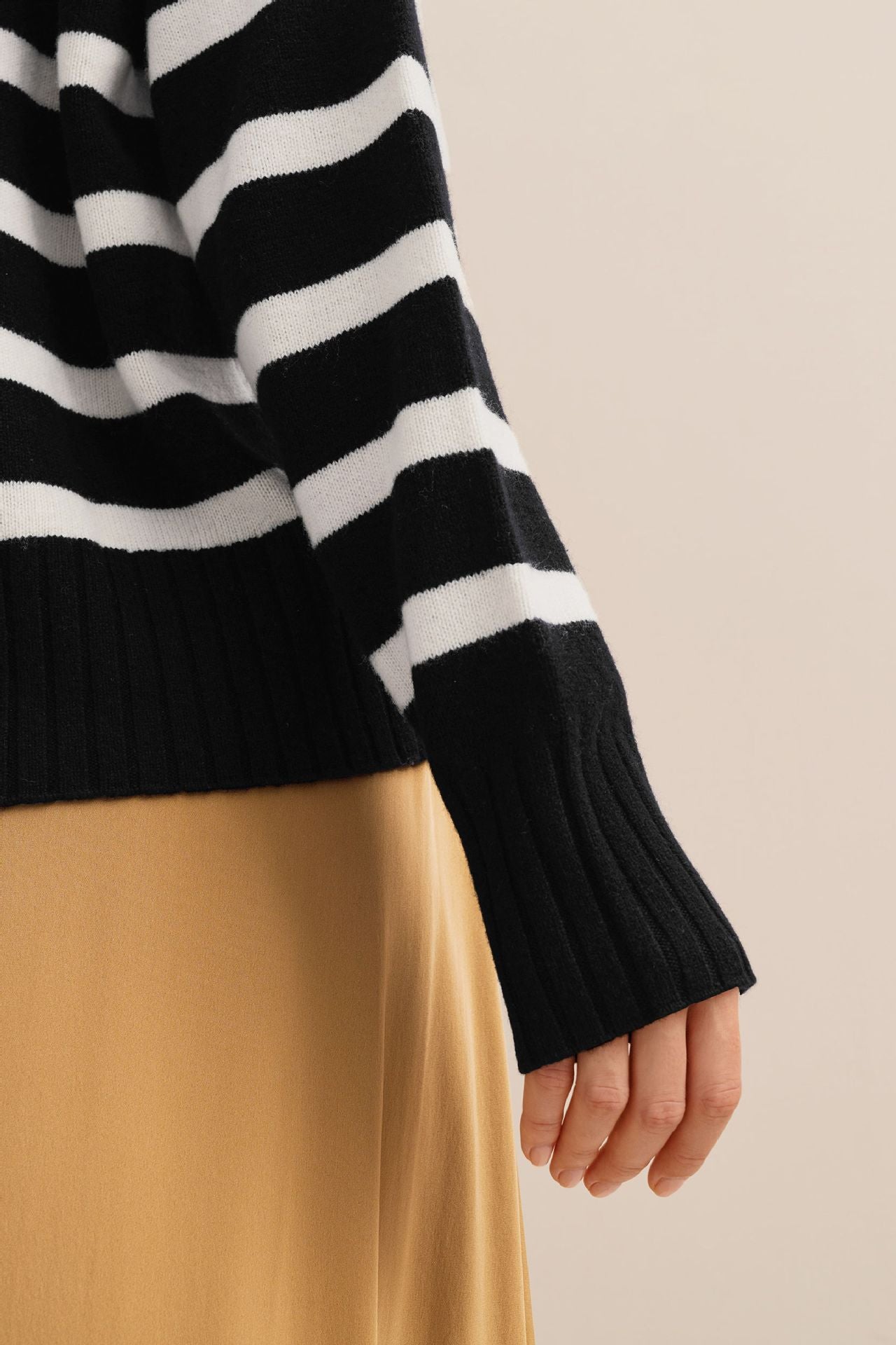 Winter Polo Collar Striped Knit Pullover Sweater