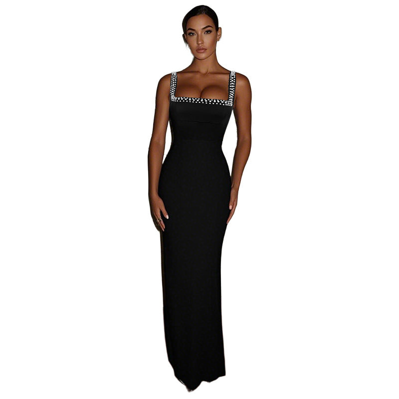 Bodycon Pearl Accent Maxi Dress for Women