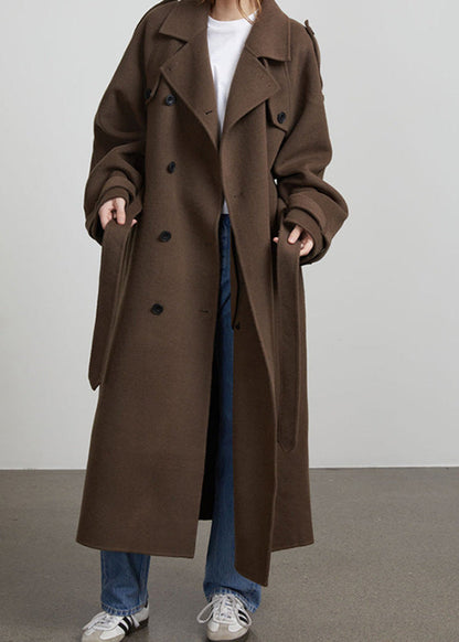 Classic Double Breasted Wool Overcoat With Tailored Fit