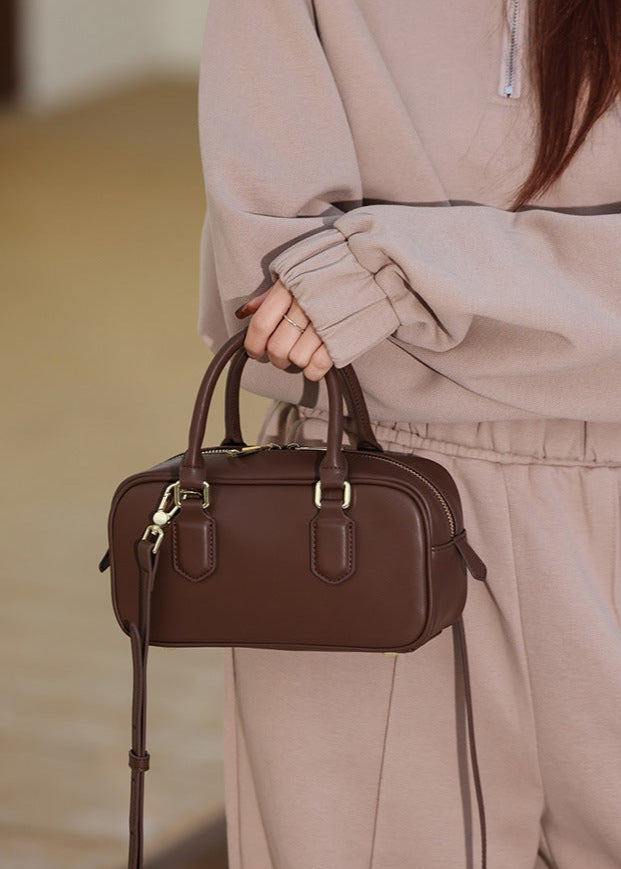 Mini Faux Leather Crossbody Bag Boxy Design