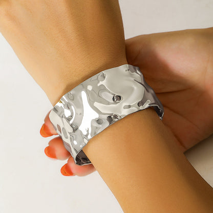 Punk Metal V-Shape Cuff Bracelet Hip Hop Irregular Handmade Jewelry