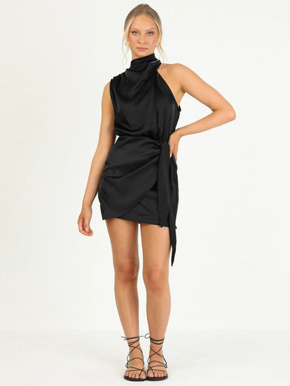 Elegant Satin Halter Neck Dress for Special Occasions