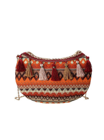 Ethnic Style Embroidered Woven Shoulder Bag