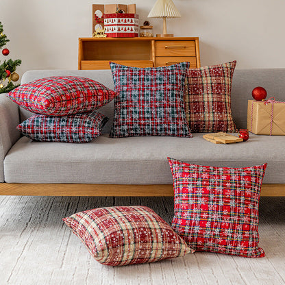 Classic Christmas Plaid Snowflake Throw Pillow Covers
