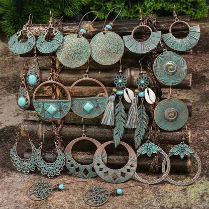 Vintage Bohemian Tassel Drop Earrings Geometric Alloy Jewelry