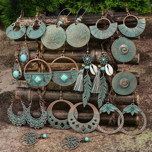 Vintage Bohemian Tassel Drop Earrings Geometric Alloy Jewelry
