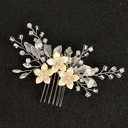 Bridal Side Comb with Crystal Floral Design for Weddings