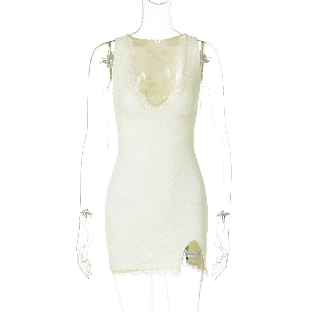 Sexy V-Neck Lace Split Bodycon Dress