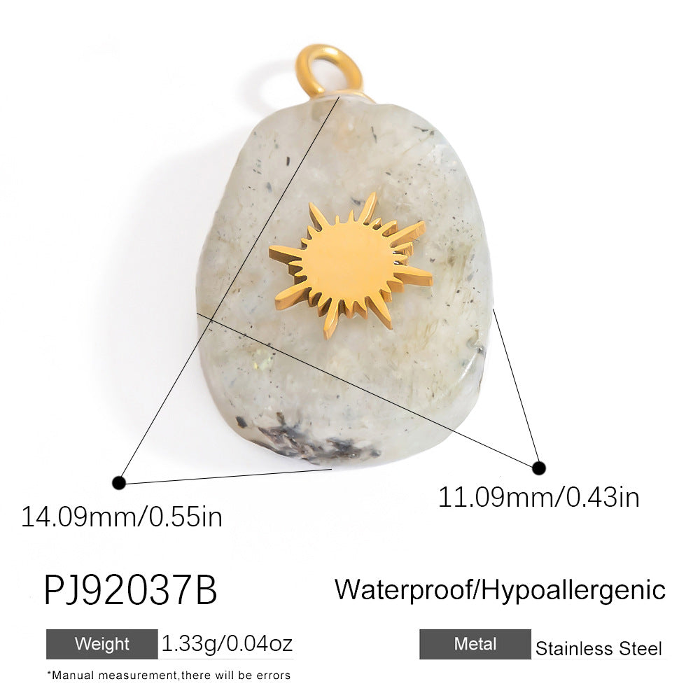 Butterfly Pendant Necklace Natural Stone Stainless Steel Jewelry