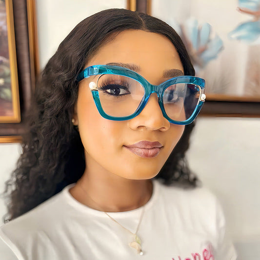 Stylish Colorful Pearl Decorated Optical Glasses for Women
