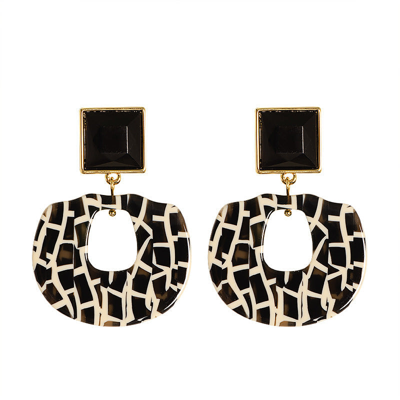 Geometric Polka Dot Leopard Print Silver Needle Earrings For Women
