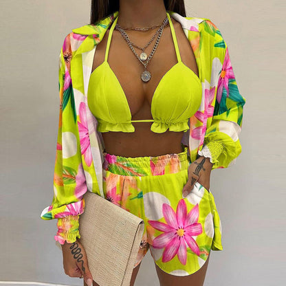 Women's Stylish Floral Print Tank Top and Shorts Set