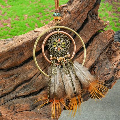 Ethnic Style Feather Pendant Necklace Handmade Zinc Alloy Jewelry