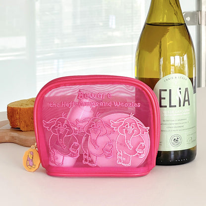 Pink Elephant Mesh Travel Storage Bag Cute Toiletry Organizer