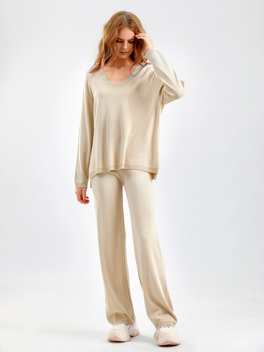 2+ Solid Color V-Neck Knit Sets