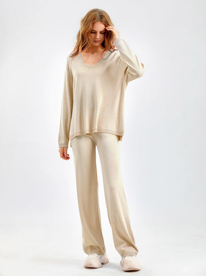 2+ Solid Color V-Neck Knit Sets