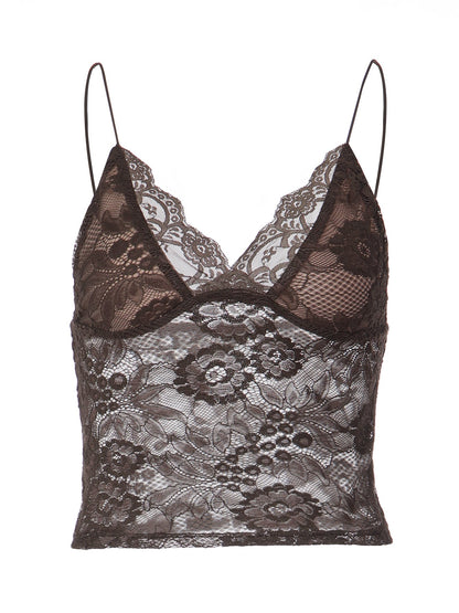 Sexy Lace Camisole Top Slim Fit Deep V Neck Tank