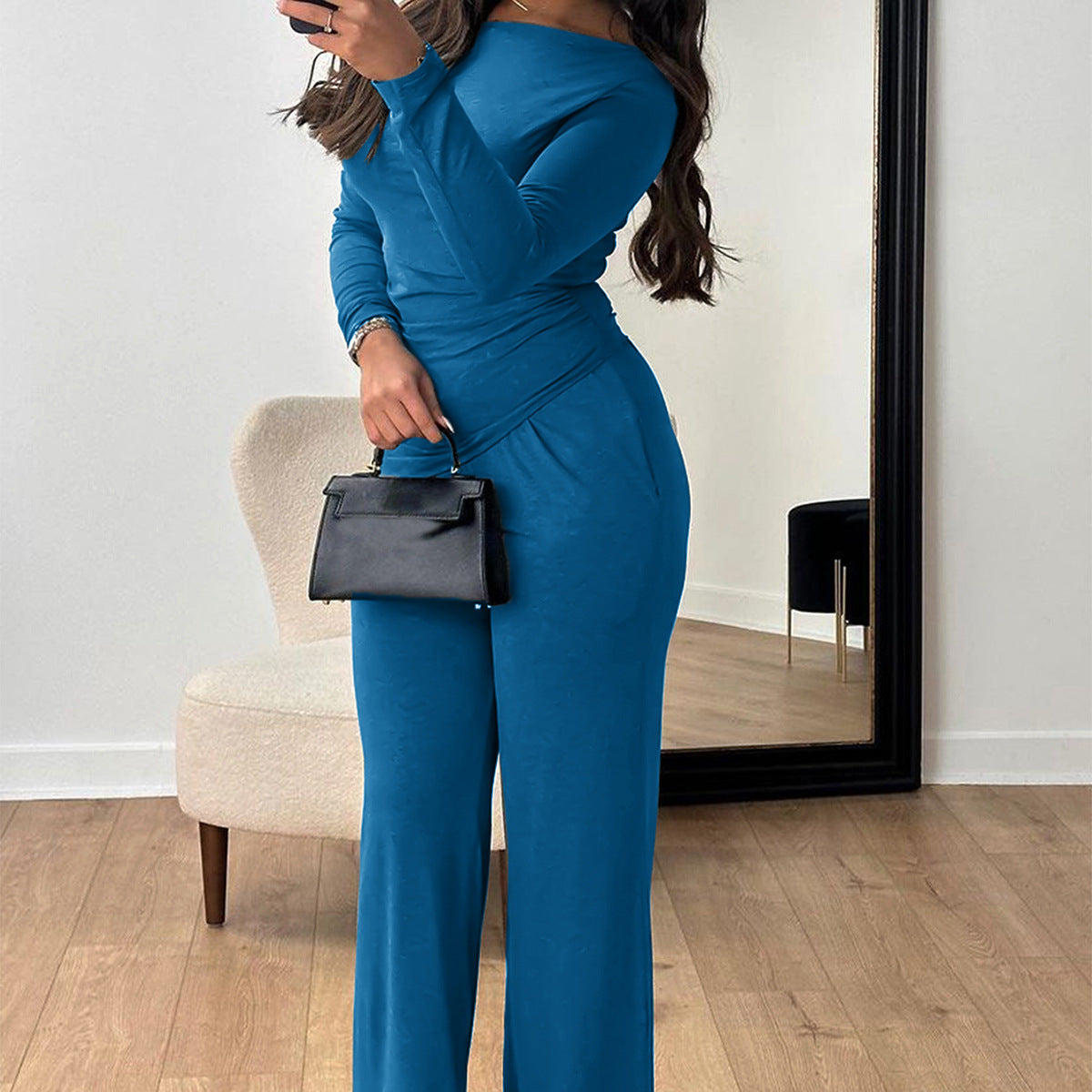 Elegant Long Sleeve T-Shirt and Pants Set for Women