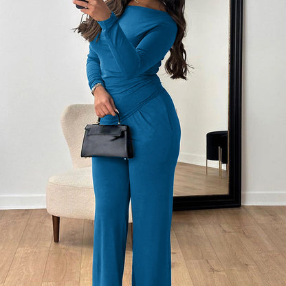 Elegant Long Sleeve T-Shirt and Pants Set for Women