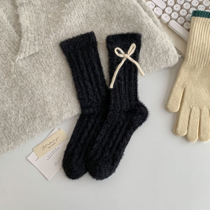 Fuzzy Soft Cable Knit Plush Crew Socks