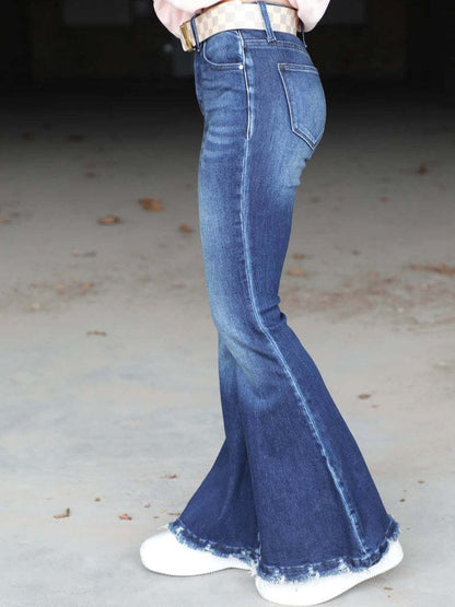 High-Waisted Dark Denim Flare Pants for Women