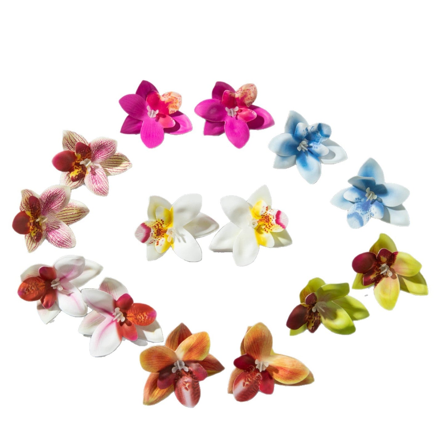 Bohemian Style 3D Orchid Flower Earrings Handmade Statement Jewelry