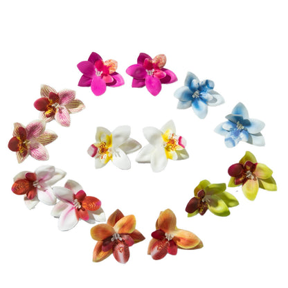 Bohemian Style 3D Orchid Flower Earrings Handmade Statement Jewelry