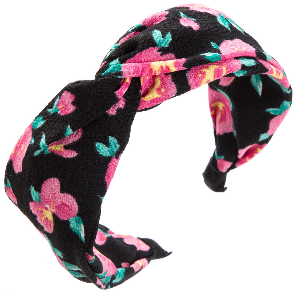 Floral Print Wide Band Fabric Headband for Women Stylish Casual Accessory