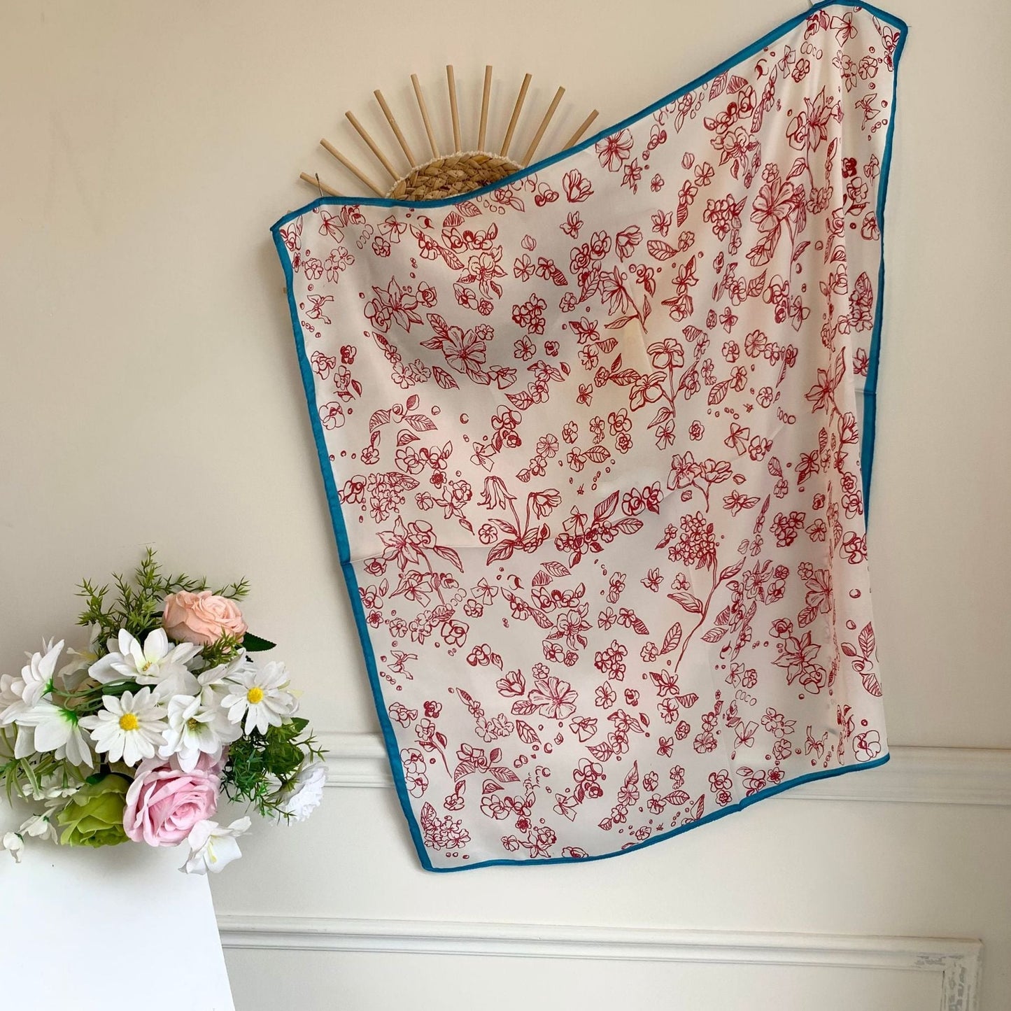 Love Flower Colorful Print Square Scarf
